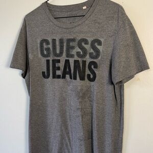 Guess Jeans Men's Heather Gray Logo T‑Shirt